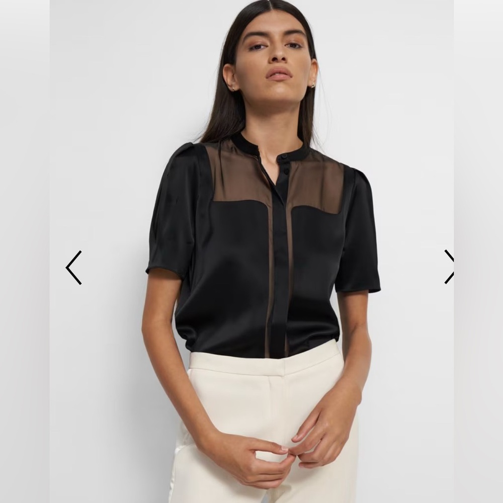 THEORY Semi-Sheer Top in Satin P/XS